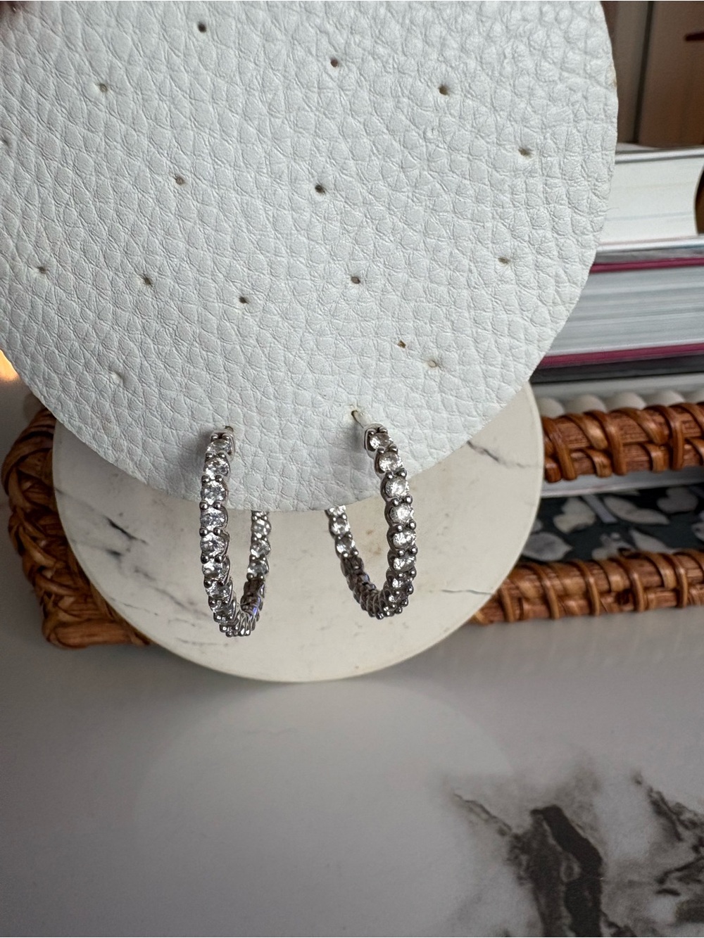 Silver Crystal Hoop Earrings for Women